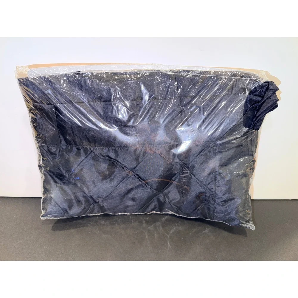 Pacific Designs Shadow Box King Pillow Shams Set Navy Blue Quilted 3pc NEW